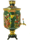 Набор самовар электрический 10 литров с художественной росписью "Жар-птица на зеленом фоне", арт. 103550