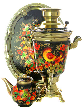 Набор самовар электрический 4 литра с художественной росписью "Золотая птица", арт. 155002