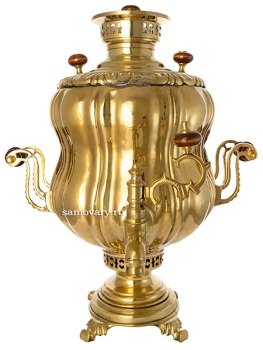 Самовар антикварный на дровах 6 литров латунный форма "ваза", арт. 460562