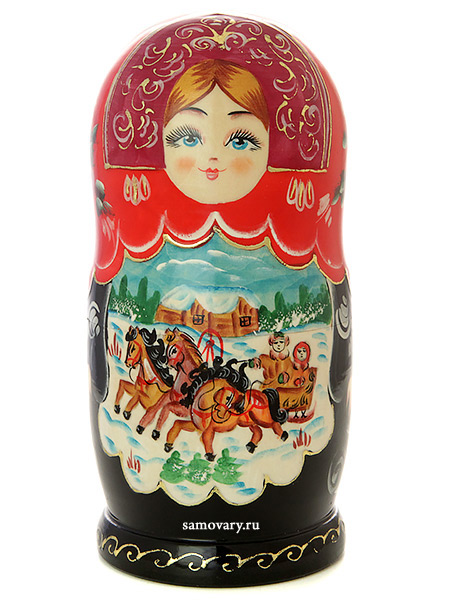 Набор матрешек Тройка, серия Сказки, арт. 7566 Набор матрешек Тройка, серия Сказки, арт. 7566Набор из 7 штук.
<br>Высота - 20 см.<br>
