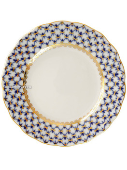 Фарфоровая тарелка мелкая 150 форма "Тюльпан", рисунок "Кобальтовая сетка", Императорский фарфоровый завод
