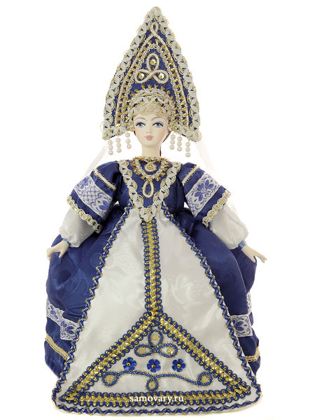 Кукла на чайник Аленушка в синем, арт.30 Кукла на чайник Аленушка в синем, арт.30Кукла тряпичная декоративная на заварочный чайник.<br>
