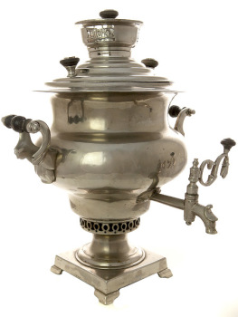 Старинный антикварный угольный самовар 5 литров никелированный "репа", произведен в конце XIX века, предположительно  фабрикой Воронцова в Тулъ, арт. 433346