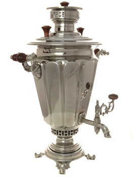 Угольный самовар 5 литров никелированный "конус" граненый, произведен в середине XX века в Кольчугино, арт. 410769
