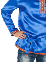 Косоворотка мужская атласная синяя, 3XL-5XL