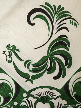 Скатерть "Петух", зеленая без кружева, 150х180