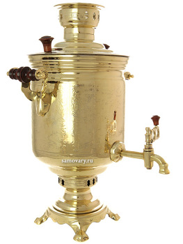 Угольный самовар 5 литров желтый "цилиндр" "Чукотка", произведен в середине XX века на Тульском Заводе "Штамп", арт. 471708