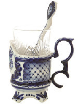 Набор чайный на 6 персон с художественной росписью гжель "Чаепитие"