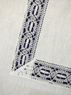 Льняная скатерть прямоугольная белая с белым кружевом (Вологодское кружево), арт. 1С-968, 230х150