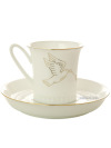 Кофейная чашка с блюдцем форма "Вертикаль" рисунок "Счастье мое 1", Императорский фарфоровый завод
