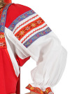 Русский народный костюм для девочки хлопковый комплект красный "Дуняша": сарафан и блузка, 7-12 лет