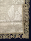 Льняная салфетка темно-серая с темно-серым кружевом и кружевной отделкой (Вологодское кружево), арт. 7нхп-755м, 115х65