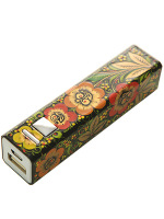 Русский сувенир USB аккумулятор универсальный внешний "Под хохлому" с ручной художественной росписью, R001-07B