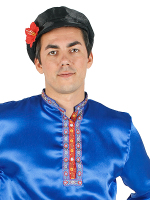 Косоворотка мужская атласная синяя, 3XL-5XL