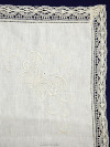 Вологодское кружево, льняная салфетка "Бабочки" молочная с кружевной вышивкой и светлым кружевом(Вологодское кружево), арт. 8c-933, 45х45