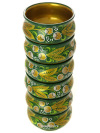Деревянный набор для меда "Хохлома на зеленом фоне"