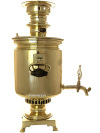 Угольный самовар 5 литров желтый "цилиндр", произведен в конце XIX века Товариществом Паровой Самоварной фабрикой наследников В.С.Баташева в Тулъ, с медалями, арт. 456305