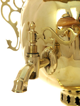 Комбинированный самовар 4,5 литра латунный шар "Премиум", Штамп, арт. 310514