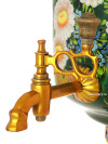 Угольный самовар 7 литров "цилиндр" с художественной росписью "Ромашки на зеленом фоне", арт. 250725