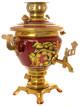 Набор самовар электрический 2 литра с чайником художественная роспись "Золотая кудрина", арт. 130330