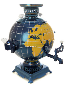 Электрический самовар в наборе 5 литров "шар" с художественной росписью "Глобус" с автоматическим отключением при закипании, арт. 151398