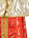 Русский народный костюм атласный комплект "Люкс": сарафан и блузка, размер XS-M