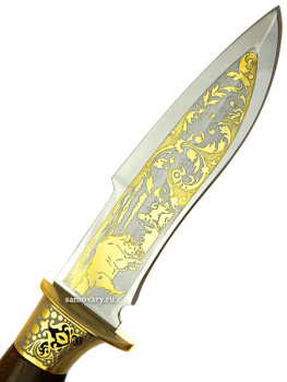 Сувенирный нож "Акула" в кожаных ножнах, Златоуст