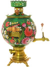 Набор самовар электрический 3 литра с художественной росписью "Цветочная фантазия на зеленом", арт. 141414