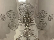 Комбинированный самовар антикварный 6 литров никелированный "цилиндр" с медалями, произведен Торговым Домом наследников И.Г.Баташева в начале XX века, арт. 320542