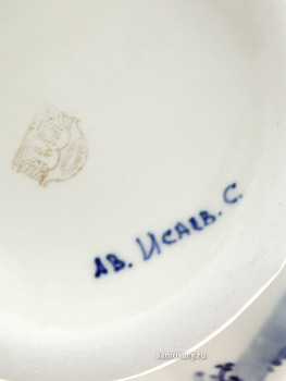 Чайник заварочный керамический с росписью Гжель с ручкой