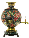 Набор самовар электрический 5 литров "шар" с художественной росписью "Петухи в клубнике", арт. 151397