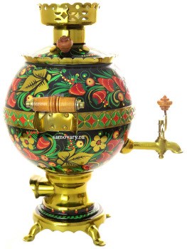 Набор самовар электрический 3 литра с художественной росписью "Хохлома классическая", "ретро-шар", арт. 110333