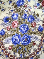 Шерстяной Павлопосадский платок "Весеннее утро", 125*125 см, арт. 555-4