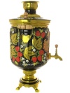 Электрический самовар 10 литров с художественной росписью "Золотая птица в клубнике", арт. 121012