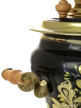 Электрический самовар 2 литра с росписью "Золотые цветы на черном фоне",репа, арт. 140651