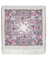 Шерстяной Павлопосадский платок "Кумушка", 89*89 см, арт. 1453-1