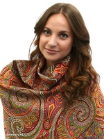 Шерстяной Павлопосадский платок "Классический", 125*125 см, арт. 814-4