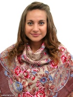 Павлопосадский платок из шерсти рисунок "Кумушка", 89х89 см, арт. 1453-16