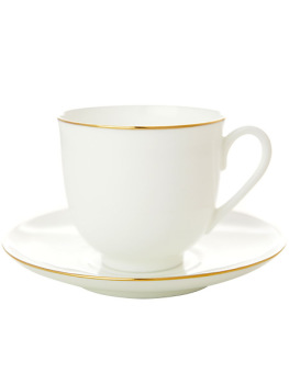 Кофейная чашка с блюдцем форма "Ландыш", рисунок "Золотой кантик", Императорский фарфоровый завод
