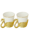 Позолоченный чайно-кофейный набор "Лебеди", Златоуст