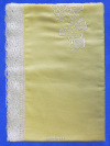 Вологодское кружево,Льняная квадратная скатерть желтая со светлым кружевом, арт. 1с-967, 150х150