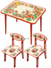 Набор детской мебели Хохлома Теленок - стол и 2 стула из дерева с художественной росписью, арт. 8202-8265-2