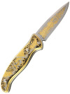 Златоустовский складной нож с кнопкой позолоченный, арт.2