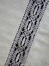 Льняная квадратная скатерть цвет слоновой кости со светлым кружевом, арт. 1с-967, 150х150