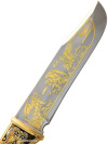 Позолоченный нож Златоуст "Тайга" в кожаных ножнах