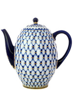 Кофейник фарфоровый, форма "Тюльпан", рисунок "Кобальтовая сетка", Императорский фарфоровый завод
