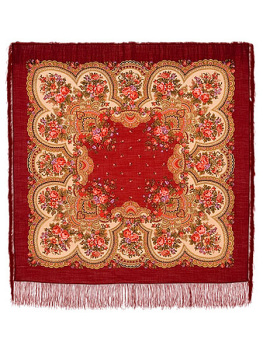 Шерстяной Павлопосадский платок "Душевный разговор", 125*125 см, арт. 1113-5