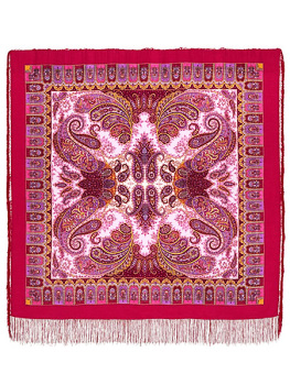 Шерстяной Павлопосадский платок "Фаворит", 125*125 см, арт. 1344-6