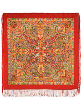 Шерстяной Павлопосадский платок "Классический", 125*125 см, арт. 814-4
