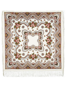 Шерстяной Павлопосадский платок "Журавушка", 125*125 см, арт. 527-1